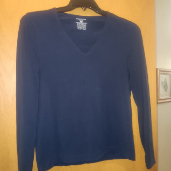 Womens Size Medium, Jones New York Navy V-Neck Long Sleeve Top - Picture 1 of 3